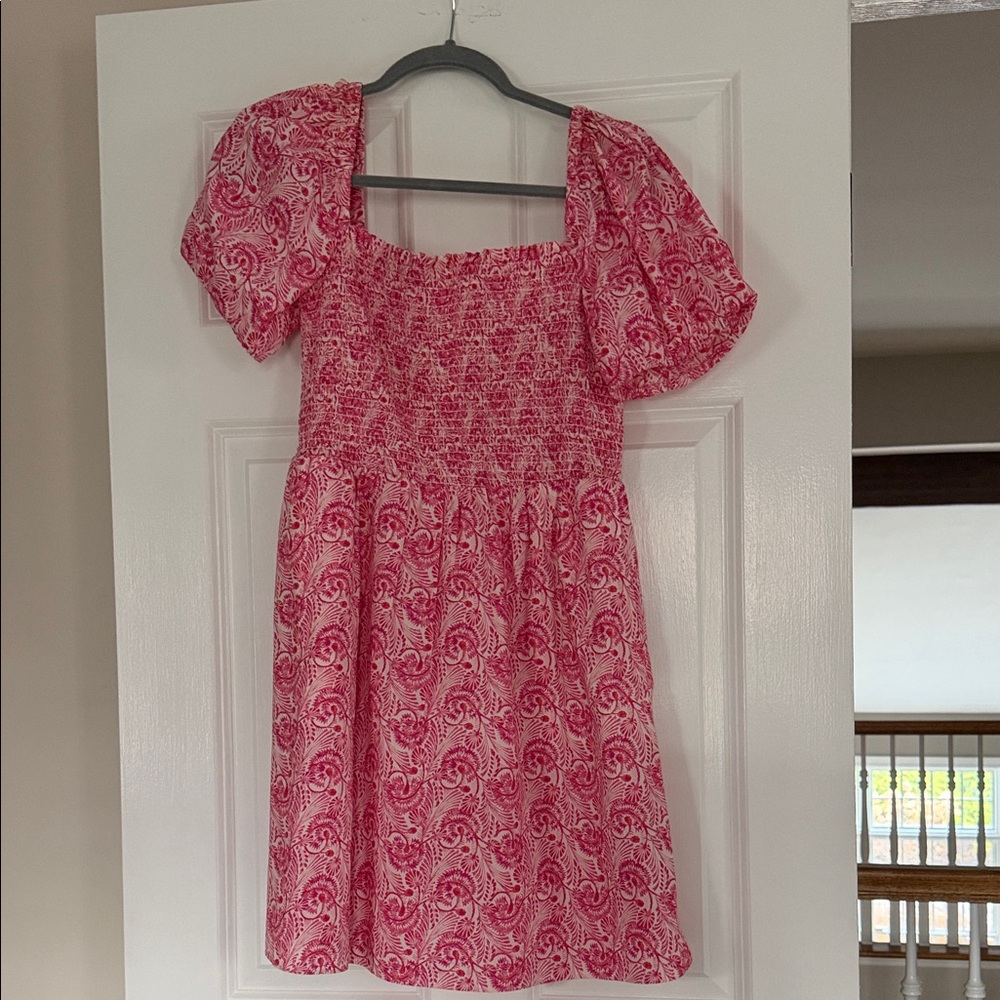 J. Crew Pink Paisley Smocked Mini Dress
